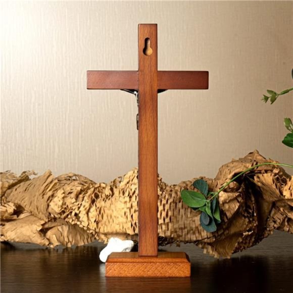 Standing Crucifix Cross with Detachable Stand 10.6 Inch - Antique Gold - Picture 6 of 6